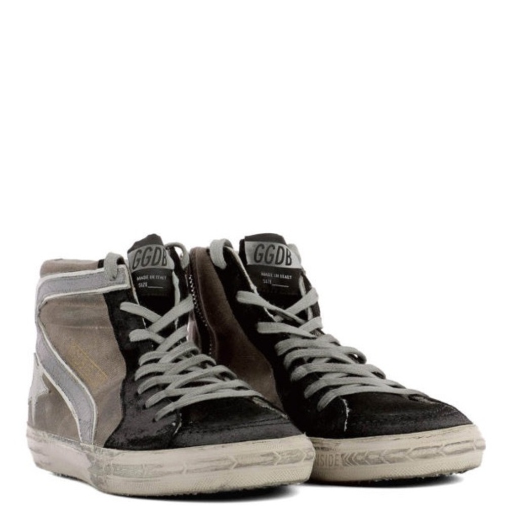 Golden Goose Slide High Top Sneakers IT 40 US 7 Designer Canvas Suede Zip - Picture 3 of 15